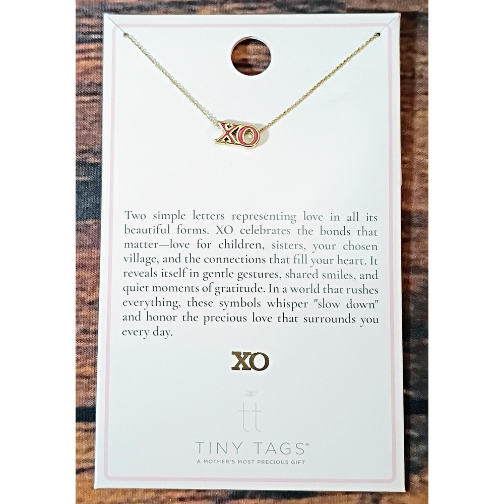 Tiny Tags XO‎ Necklace 14k Gold Ion Plated Red Enamel Hugs Kisses Target
